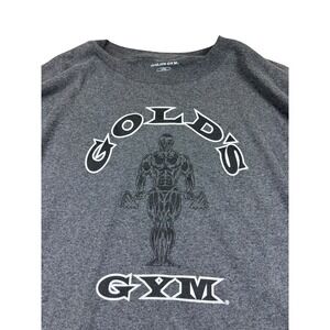 Golds Gym Mens Graphic Long Sleeve T-Shirt Charcoal Heather Grey Size Large